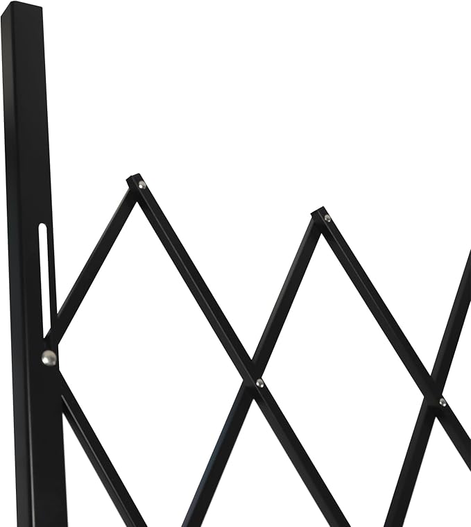 Single Folding Security Gate 7.22'Hx6.56'W Iron Accordion Security Gate Flexible Expanding Security Gate 360° Rolling Barricade Scissor Door with Padlock for Entry Security, Garage, Warehouse