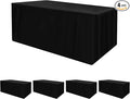 HolidayIdeas Fitted Black Tablecloths for 4 Foot Rectangle Table, Wrinkle Resistant Washable Table Cover 24x48 Inch for Vendor Booth Display, Banquet, Trade Show, 4 Pcs