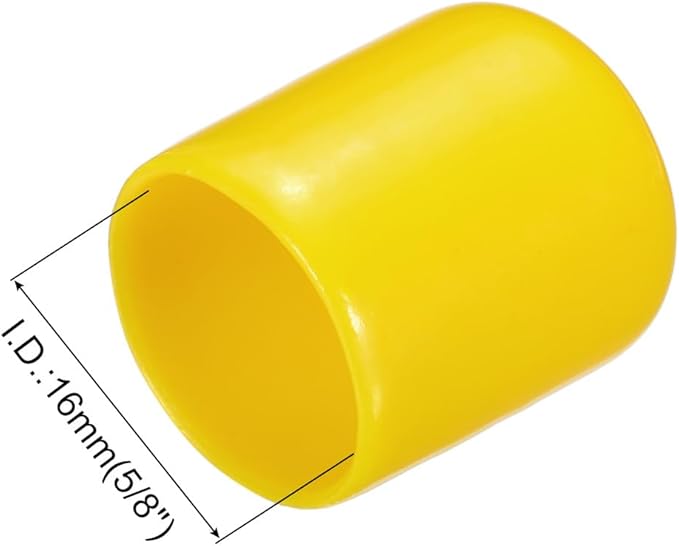 uxcell 10pcs Rubber End Caps 16mm(5/8") ID Vinyl Round End Cap Cover Screw Thread Protectors, Yellow