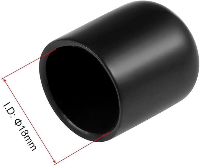 uxcell 10pcs Rubber End Caps 18mm ID Vinyl Round End Cap Cover Screw Thread Protectors Black
