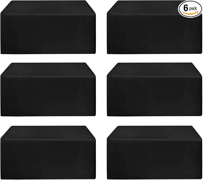 HolidayIdeas Fitted Table Clothes, 6 Pack - 48 x 24 Inch - Black Rectangle Tablecloths for 4 Foot Tables, Fabric Table Cover Protector for Parties, Holiday Dinner, Wedding, Trade Show