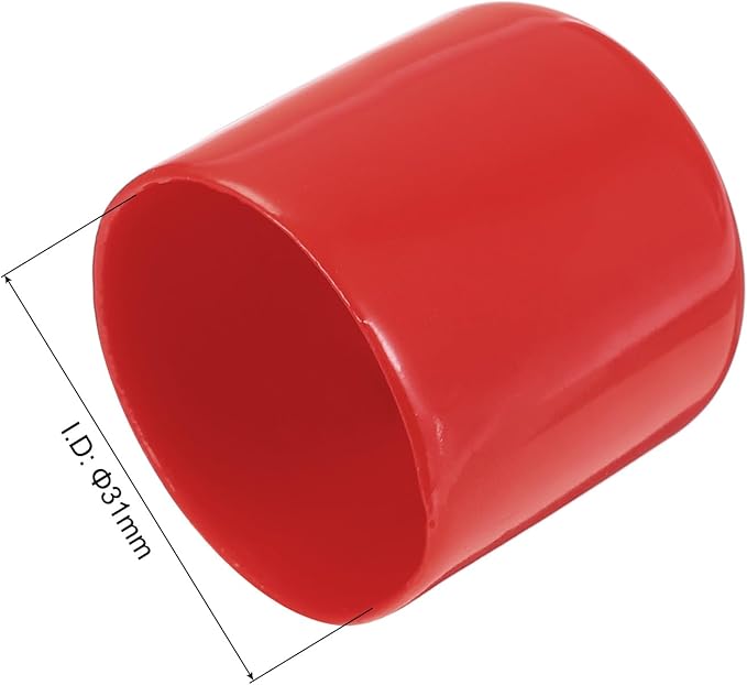 uxcell 10pcs Rubber End Caps 31mm(1.2") ID Vinyl Round End Cap Cover Screw Thread Protectors Red
