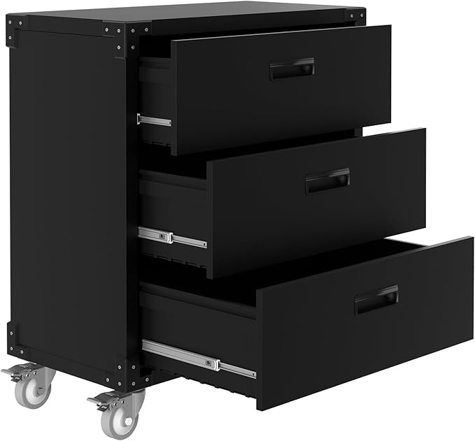 3 Drawer Rolling Tool Cabinet Heavy Duty Garage Storage On Wheels Mobile Metal Workbench for Warehouse, Basement & Workshop |Easy to Assemble