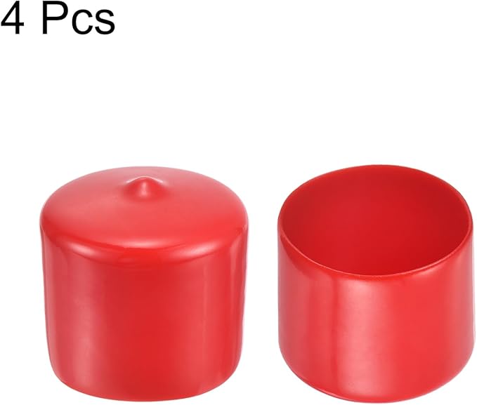 uxcell 4pcs Rubber End Caps 1 5/16"(34mm) ID Vinyl Round End Cap Cover Screw Thread Protectors Red, 30mm Height