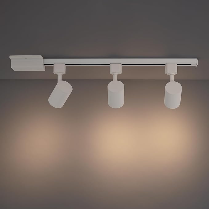 Amped Collection 3-Light 48in Field Cuttable LED Track Lighting Kit with 3 LED 3000K Warm White Track Heads, 4ft Track, End Caps, Floating Feed in White Finish