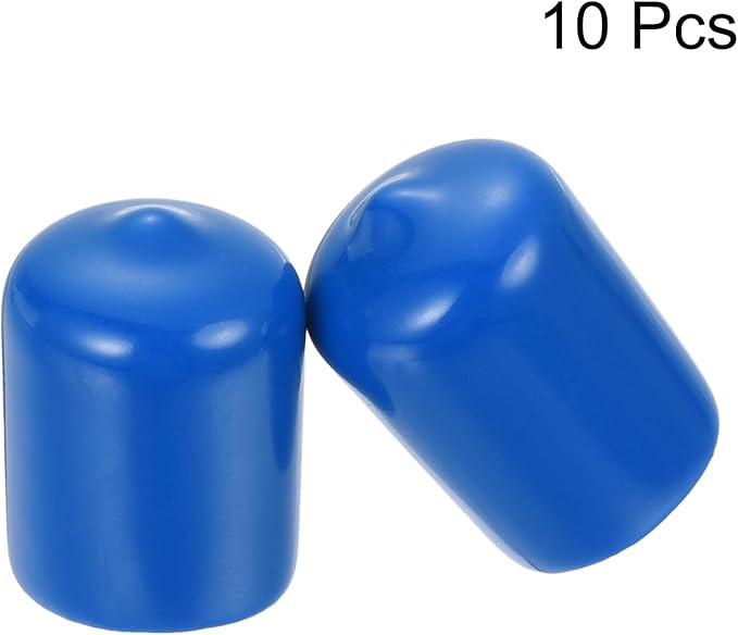 uxcell 10pcs Rubber End Caps 16mm ID Vinyl Round End Cap Cover Screw Thread Protectors Blue