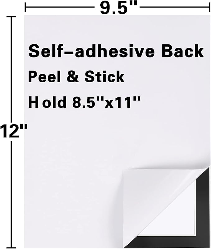 Window Sign Holder - Plastic Picture Frames 8.5x11'' - Double Sided and Adhesive for Wall/Door/Refrigerator/Cupboard Display Frame,Black,Pack of 2