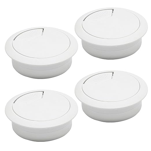 Desk Grommet 2" (50 mm), Desk Cord Hole Cover, Cable Grommet ABS Plastic, Desk Hole Grommet for Office and Home Table Cable, Detachable Adjustable Cable Cord Organizer (White 4 Pcs)
