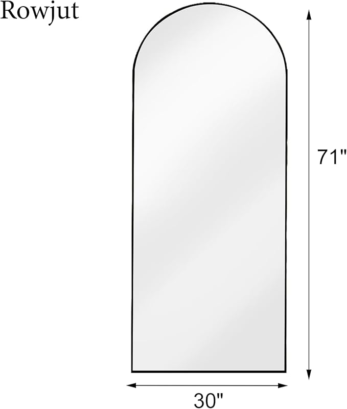 Floor Full Length Mirror, Arched Mirrors Full Length 71"x30" Freestanding Large & with Aluminum Frame & Wall Mounted & Hanging or Leaning/Full Body Mirror for Bedroom, Black