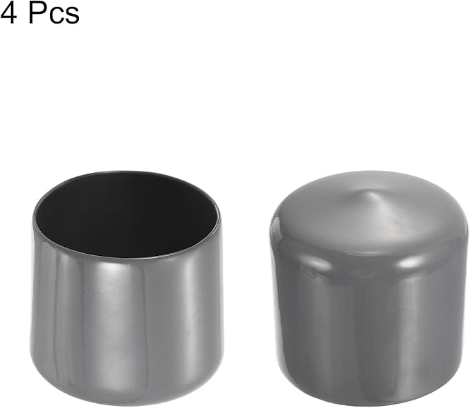 uxcell 4pcs Rubber End Caps 51mm ID Vinyl Round End Cap Cover Screw Thread Protectors Dark Grey, 40mm Height