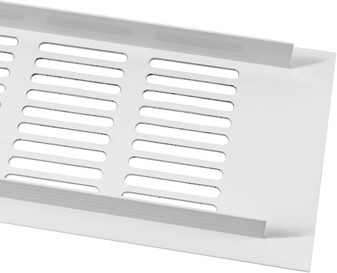 Vent Systems 15.75 x 3.15 Inch (Outer Size) - Pack of 2 - Rectangular Door Vent - White Aluminum Vent Cover, Toe Kick Vent Cover - HVAC for Home, Cabinet Vent - Intake/Exhaust Door Return Air Vent