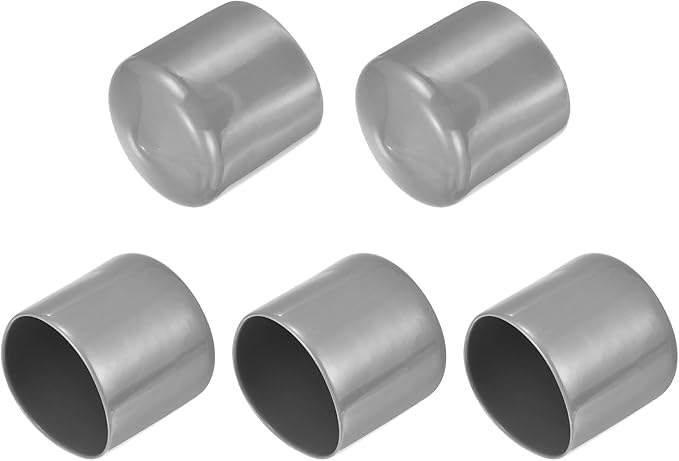 uxcell 5pcs Rubber End Caps Protective Caps 45mm ID Vinyl PVC Round Tube Bolt Cap Cover Screw Thread Protectors Light Gray