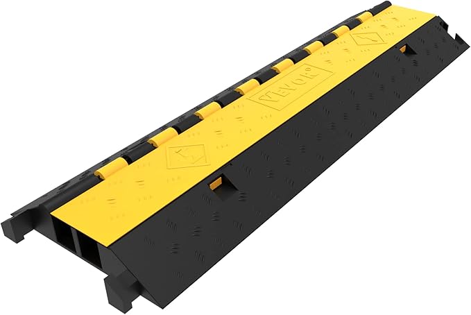 VEVOR 5 Pack Rubber Cable Protector Ramp 2 Channel Heavy Duty 66,000 lbs Load Capacity Cable Wire Cord Cover Ramp Speed Bump Driveway Hose Cable Ramp Protective Cover (2-Channel, 5 Pack-66,000 lbs)