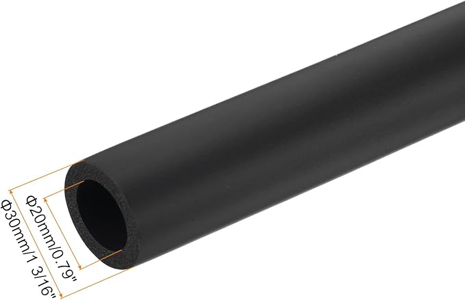 uxcell Foam Tubing for Handle Grip Support,20mm ID 30mm(1 3/16") OD 0.3 Meter/1ft Length Black