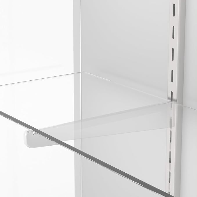 48" W x 22" D x 42" H - Tempered Glass Retail Display Case, White Reception Desk, Retail Checkout Counter with Lockable Drawers, Suitable for Offices, Retail Stores and Boutiques