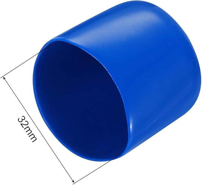 uxcell 10pcs Rubber End Caps 32mm ID Vinyl Round End Cap Cover Screw Thread Protectors Blue