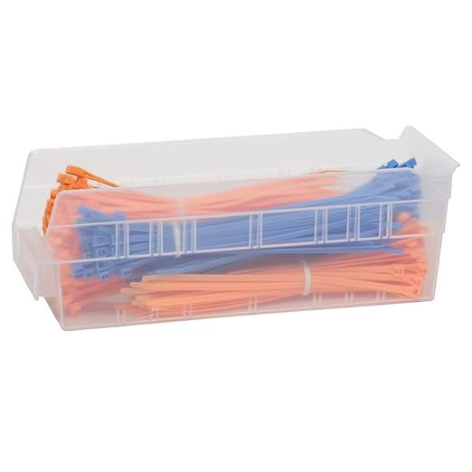 Akro-Mils 30120 Plastic Shelf Bins, Heavy Duty Storage Bins for Garage, Closet, and Drawer Organization, 12-Inch x 4-Inch x 4-Inch, Clear, 24-Pack