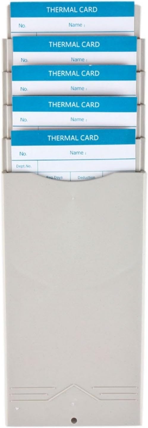 Flexzion Time Card Holder Wall Mount Rack 5 Pocket Slots Expandable Stacking Compatible with 7" inch Cards Pyramid Series 2000 6000 Attendance Payroll Recorder for Office Punch In Clock Out (Beige)