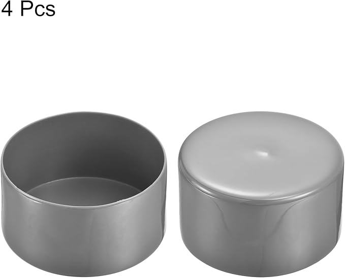 uxcell 4pcs Rubber End Caps 85mm ID Vinyl Round End Cap Cover Screw Thread Protectors Dark Grey, 50mm Height