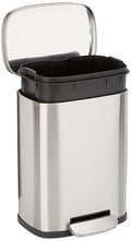 Amazon Basics Smudge Resistant Mini Rectangular Trash Can With Soft-Close Foot Pedal, Brushed Stainless Steel, for Bathroom & small space, 5L/1.32 Gal, 7.3x8.5x11.8 in, Satin Nickel Finish