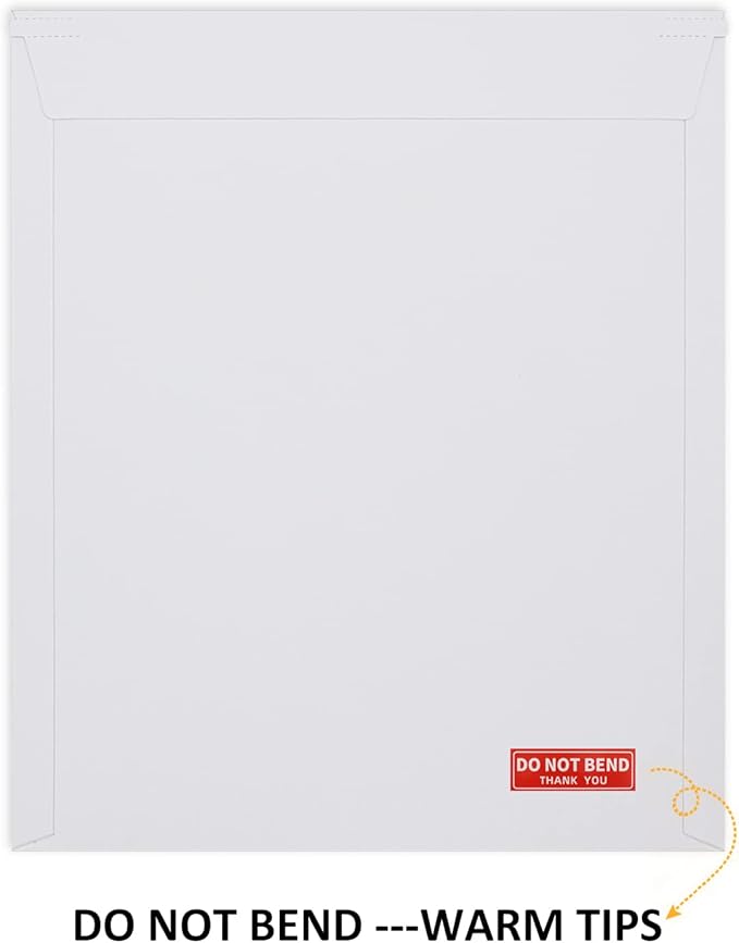 25 Pack 12.75x15 inch Rigid Mailer Self Seal Photo Document Mailers Stay Flat White Cardboard Envelopes White Photography Mailers for CD, Photos, Document