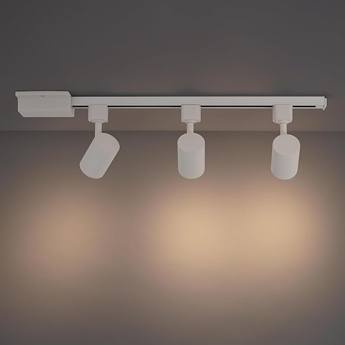 Amped Collection 3-Light 48in Field Cuttable LED Track Lighting Kit with 3 LED 5-CCT Selectable Track Heads, 4ft Track, End Caps, Floating Feed in White Finish