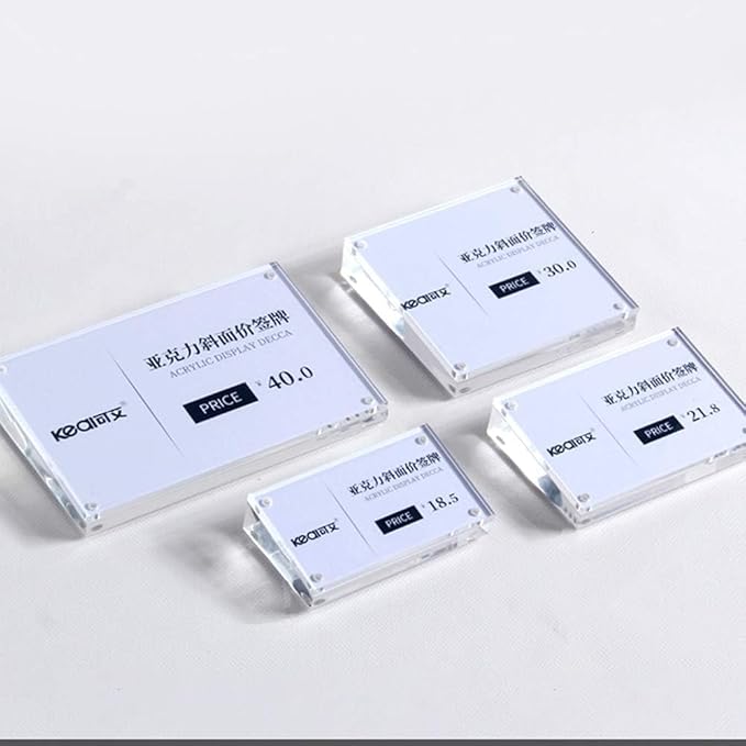 Acrylic Label Holder Price Tag Displays Sign Holder Data Card Holder Table Top Sign Stand (100*70mm/3.94x2.76 inches)