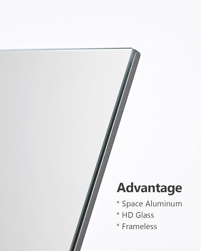 Rectangular Makeup Mirror for Desk, 12 inch Aluminum Free Standing Table Mirror, Bathroom Counter Mirror, Space Black