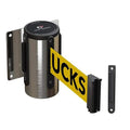 Crowd Control Warehouse - CCW Series WMB-120 Fixed Wall Mount Retractable Belt Barrier - 11 Foot, Yellow"Danger-Forklift Trucks" Belt with Stainless Steel Case