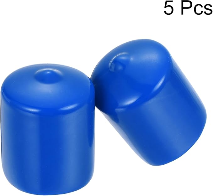 uxcell 5pcs Rubber End Caps 27mm ID Vinyl Round Tube Bolt Cap Cover Screw Thread Protectors Blue