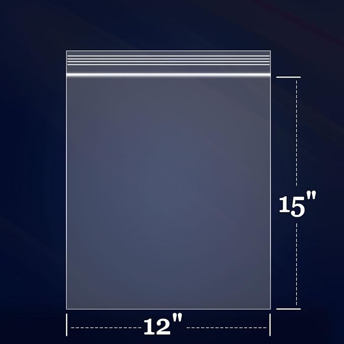iMailer - 500 Count - 12" x 15" Large Zip Bags - 2 Mil Reclosable Zip Plastic Poly Bags with Lock Seal Zipper for Storage, Clothing, T-Shirts, Pants