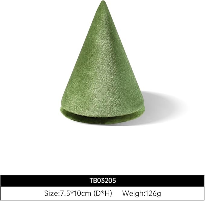 Resilient Velvet Bracelet Display Stand, Cone-Shaped Bangle Storage Holder For Jewelry Store Retail Countertop Organizer Stand (Green, Resilient Velvet)