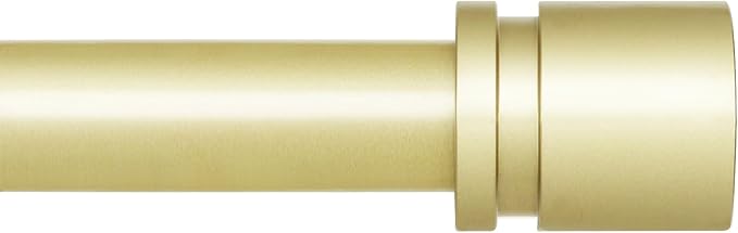 Curtain Rods for Windows 16 to 48 or 60 Inches Max Adjustable Length 1 Inch Diameter Window Curtain Rod with Aluminium Finials, Warm Gold