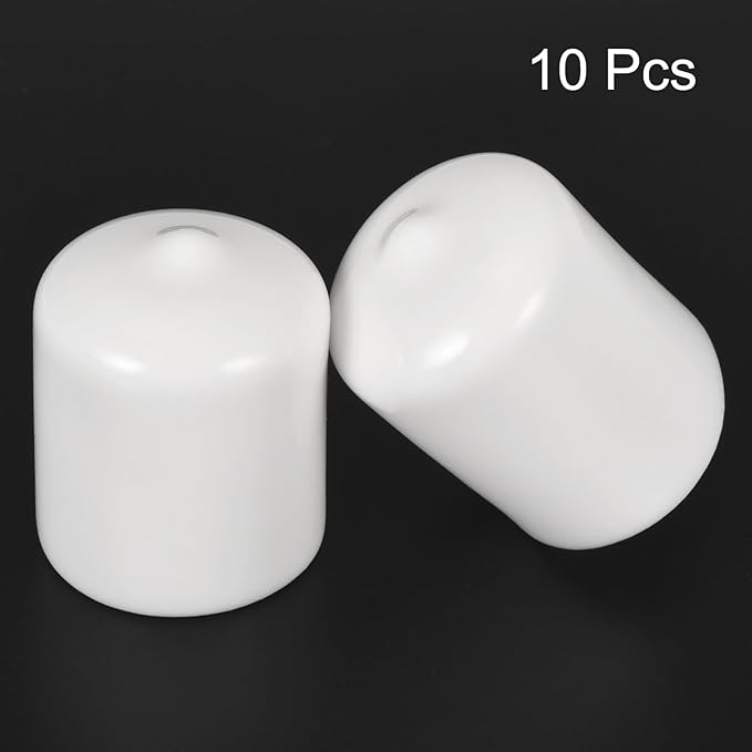 uxcell 10pcs Rubber End Caps 23mm ID Vinyl Round End Cap Cover Screw Thread Protectors White