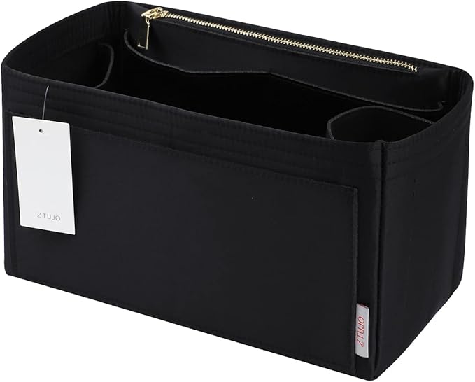 ZTUJO Purse Organizer Insert For Handbags, Silky Touching Bag Organizer Insert With Bottle Holder, Perfect for Speedy, Neverfull, Tote,ONTHEGO,Artsy,Handbag and More (Mini, Silky Black)