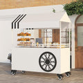 Portable Street Food Cart, Mobile Vendor Stall for Outdoor Events, Iron Market Cart for Festivals & Markets, Commercial Food Truck (Pink, 140cm/55in)