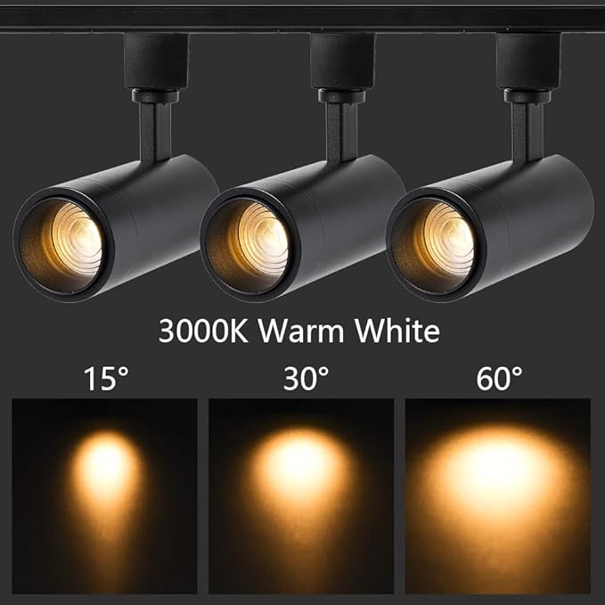 12W Zoomable Track Light Heads,H Track Lighting Heads,15°- 60° Beam Angle Track Lights for Accent Retail,Office, Artwork, 110V Bright Black Track Head 3000K - 4 Pack (Black)