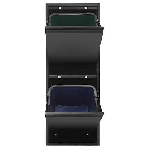 Dual Tilt Out Trash Can Cabinet Waste and Recycling Bin Combo Large Garbage Cans for Kitchen Home Stainless Steel Dog Proof Trash Can Cabinet