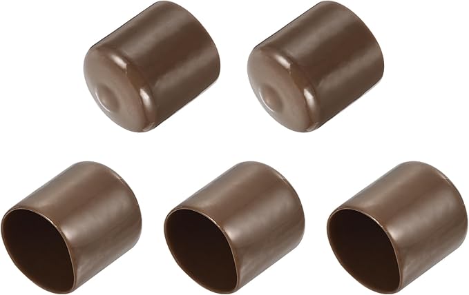 uxcell 5pcs Rubber End Caps 29mm(1 1/8") ID Vinyl PVC Round Tube Bolt Cap Cover Screw Thread Protectors Brown