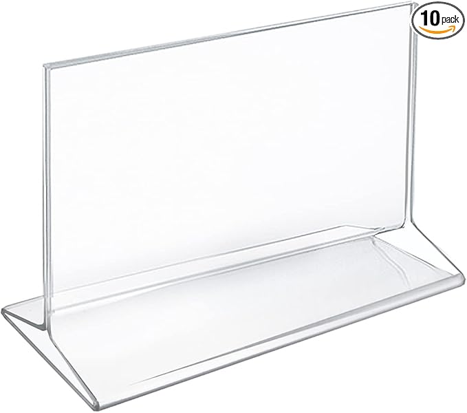 Azar Displays 142704 8.5-Inch W x 5.5-Inch H Top- Load Acrylic Sign Holder, 10-Pack