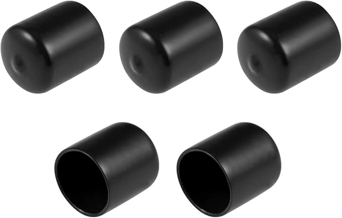 uxcell 5pcs Rubber End Caps 28mm ID Vinyl Round Tube Bolt Cap Cover Screw Thread Protectors Black