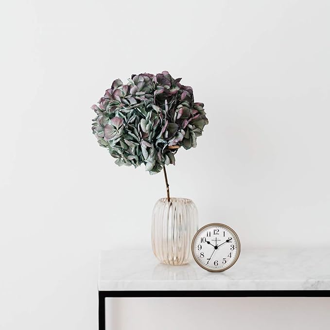 Presentime & Co 4" Vintage Tabletop Alarm Mantel Clock, Desk and Shelf Clock, Silent no Ticking, Rustic Grey Oak and Antique Gold Finish. Tabletop Décor, Home Décor, Farmhouse Décor.