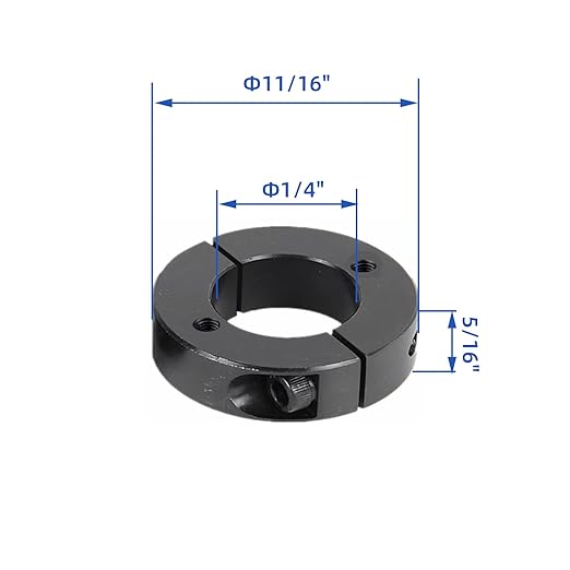 (4-Pack) Shaft Collar 1/4" Bore, 1045 STEEL Double Split Clamp-On Shaft Collars Style, 11/16" OD, 5/16" Thickness, with M4 Set Screws