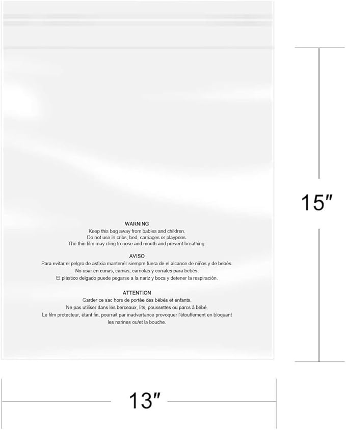 iMailer - 13" x 15"(1000 Counts) - Poly Bags with Suffocation Warning Self Seal 1.6 Mil for Clothing, Shirts, Packaging - Permanent Adhesive