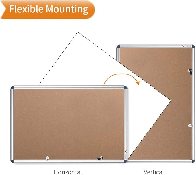 VIZ-PRO Tamperproof Lockable Cork Noticeboard Class 1 Aluminium Framed 48x36 Inches