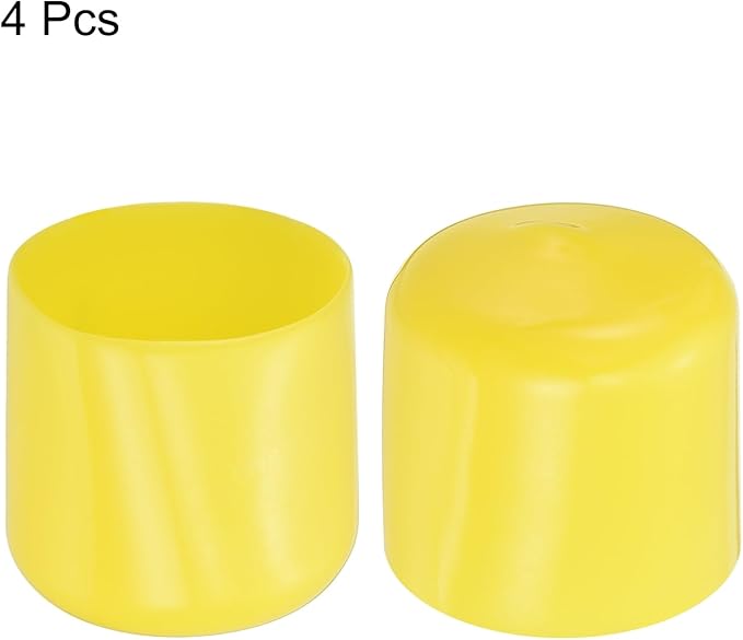 uxcell 4pcs Rubber End Caps 40mm(1 9/16") ID Vinyl Round Tube Bolt Cap Cover Screw Thread Protectors Yellow, 40mm Height