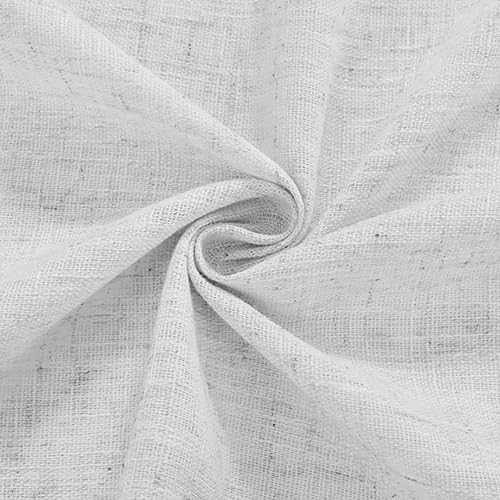 Faux Linen Semi Sheer Room Divider Curtain with Ceiling Track, Extra Wide 1 Panel Light Filtering Privacy Curtain for Patio Sliding Glass Door or Room Divider, Living Room, Bedroom, Natural, W100xL84