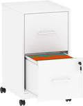 AQY 2 Drawer Mobile File Cabinet with Lock, Rolling Metal Filing Cabinets for Home Office, Vertical File Cabinet on Wheels, Small White File Storage Cabinets for Legal/Letter/A4 Files Assembly Require