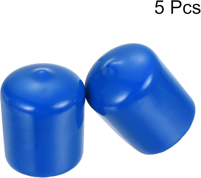 uxcell 5pcs Rubber End Caps 23mm ID Vinyl Round Tube Bolt Cap Cover Screw Thread Protectors Blue
