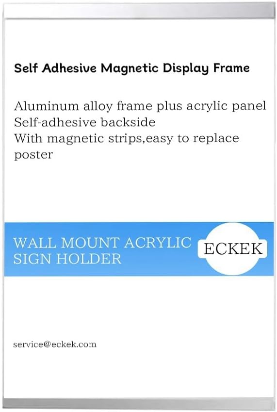 Wall Mount Acrylic Sign Holder Self Adhesive Magnetic Display Frame Clear Document Frame for Office, Store, School, Home, Wall Picture Frame (Vertical A4 210×297mm/8.27×11.69inches)